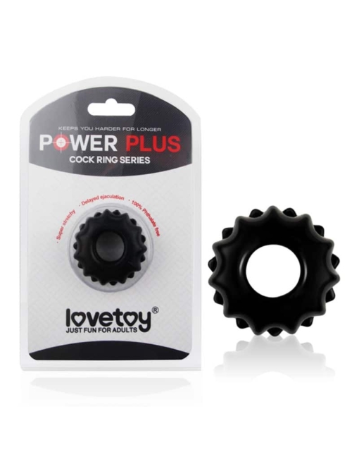 Lovetoy - PowerPlus Penisring Med Tagger Svart