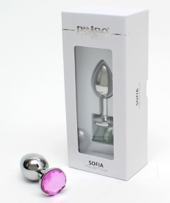 Rimba - Sofia buttplug i stål med rosa krystall