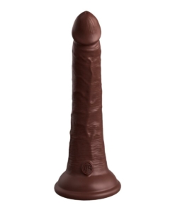 King Cock Elite - Mørkebrun Vibrerende Dual Density Silikondildo 18cm