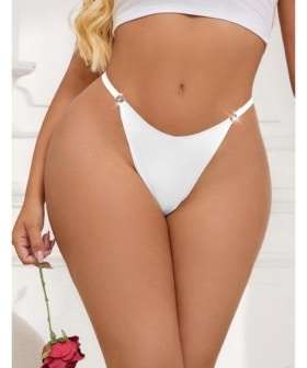 Sexy Bikini Truse med Diamantdetaljer - hvit