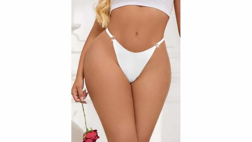 Sexy Bikini Truse med Diamantdetaljer - hvit