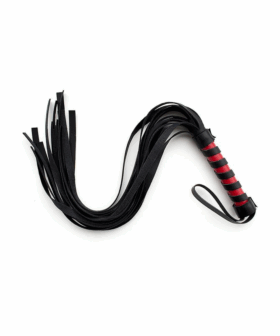 Black Leather Whip – Tease & Play - Rødt håndtak